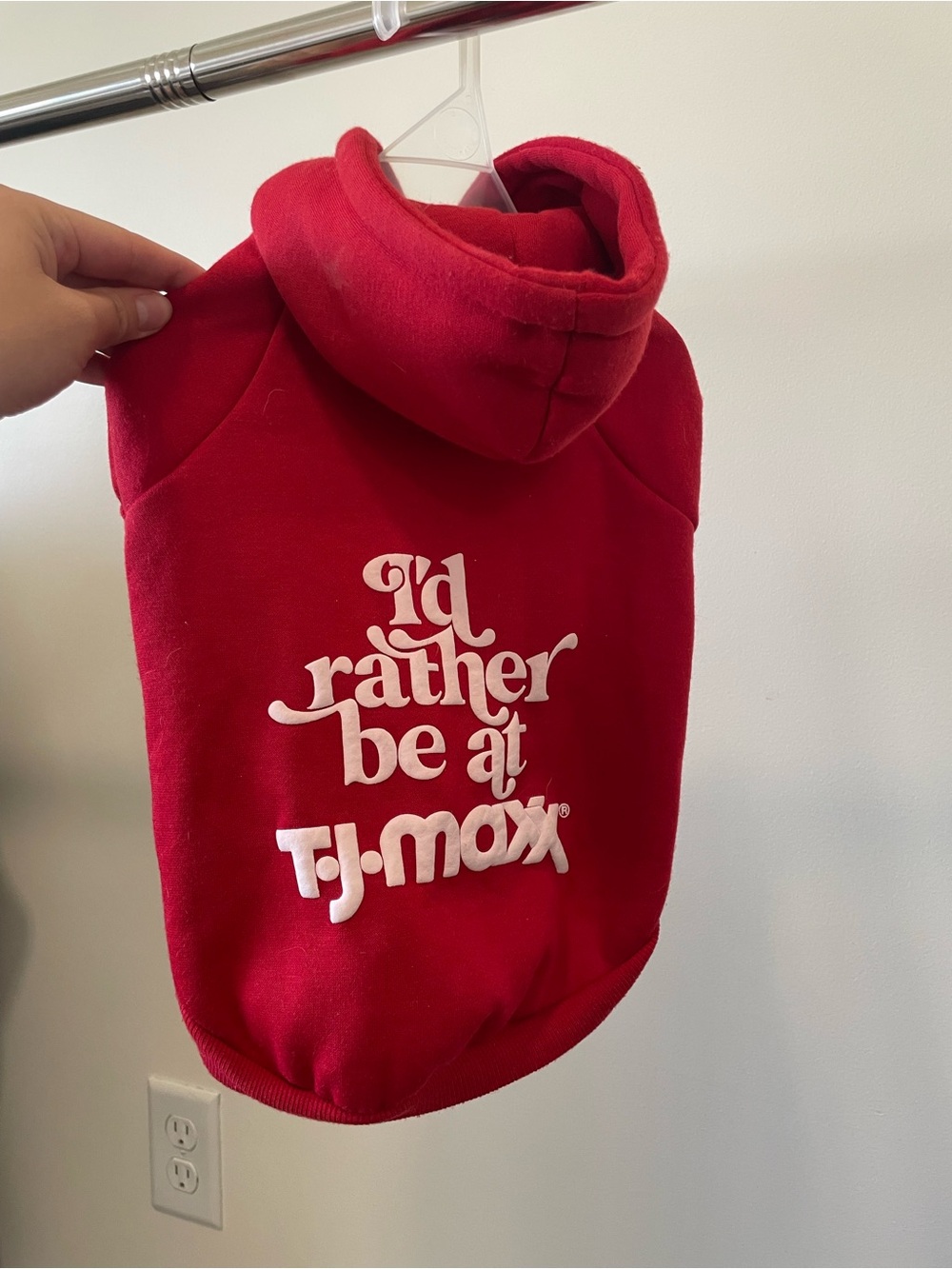 T.J.Maxx Red Dog Hoodie with White Logo